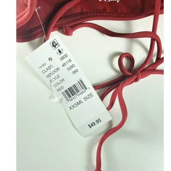 Amor y Besos Eco Red Halter Keyhole One Piece Swimsuit XXS PacSun NEW - Picture 5 of 5